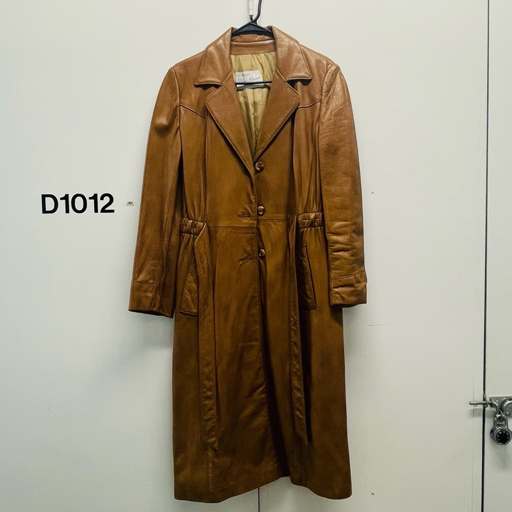 vintage 60s 70s camel leather trench